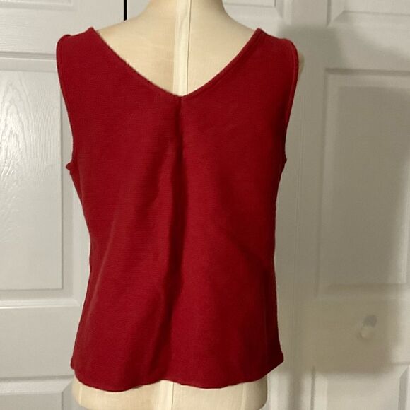 Ann Taylor Factory Red V-Neck Sleeveless Knot Front Tank Top - S - Picture 2 of 7
